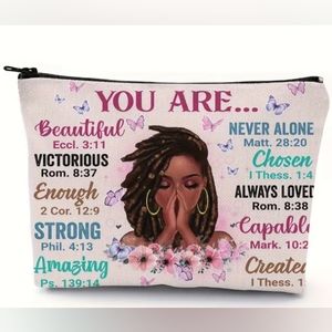 Inspirational Makeup Bag Zipper Pouch, Polyester Cosmetic Travel Bag #New